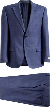 Emporio Armani Blue Shadow Plaid Virgin Wool Suit at Nordstrom, Size 42 Us