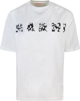Marni White Logo Crew Neck T-Shirt