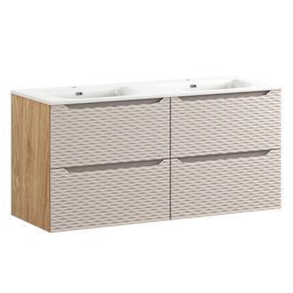 Petits Meubles Mueble lavabo encastrado 4 cajones estratificado Beige marr&oacute;n