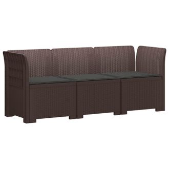 vidaXL Divano Da Giardino 3 Posti Con Cuscini In Look Rattan Pp Vidaxl