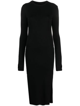 Thom Krom side-slit long-sleeve fitted dress - Black