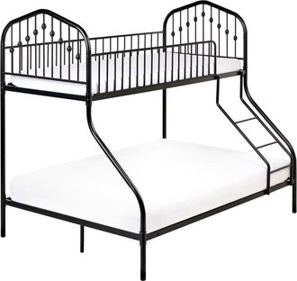 Beliani Beliani - Litera para niños dormitorio infantil cama alta estructura de hierro negro 90/140 x 200 cm Chamonix
