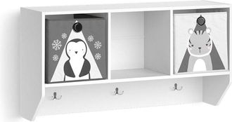 Vicco Estante De Pared Para Habitaci&oacute;n Infantil Luigi, Blanco, 107.2 X 56 Cm Con 2 Cajas Plegables Opt.1, Vicco