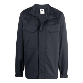 Nike Mens Nike Logo Embroidered Big Pocket High Collar Thin And Light Zipper Cardigan Long Sleeves Jacket Black CZ9922-010