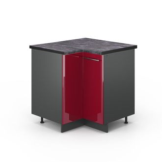 Vicco Armario De Esquina Fame-line, Rojo Burdeos Alto Brillo, 80.5 Cm, Et Antracita