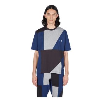 Champion T-Shirts, male, Blue, Size: M Contrast Panel T-Shirt