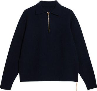 Fortela Yale Wool Sweater with Collar and Zip in Navy Blue at Nordstrom, Size Xx-Large Eu