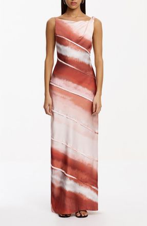 Significant Other Kahlo Stripe Satin Gown in Amber Stripe at Nordstrom, Size 10 Us