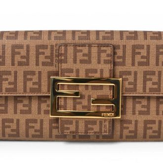 Fendi Zucca Beige Brown Zucca Long Wallet (Bi-Fold) (Pre-Owned)