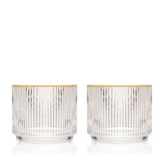 Viski Meridian Crystal Gold Rimmed Lowball Tumblers Set of 2 in Clear at Nordstrom
