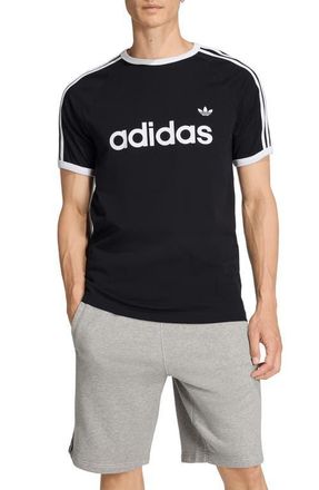 adidas 3-Stripes Cotton Ringer T-Shirt in Black at Nordstrom, Size Xx-Large