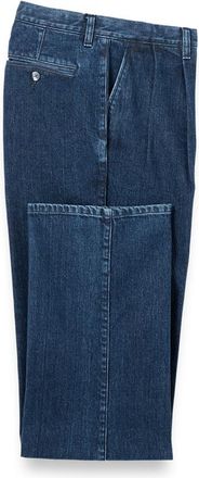 Paul Fredrick Denim Pleated Pants in Blue at Nordstrom, Size 36 X 32