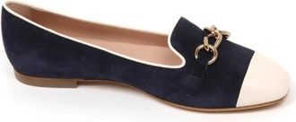 Tod's Ivoor Ballerina Schoenen met Kettingdetail - Dames - Ballerinas - Blauw - 35 EU - Schoenen