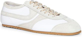 Dries Van Noten Mens Suede Sneakers With Beige Accents White Leather Trainers