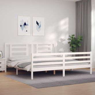 Berkfield Home Bed Frame with Headboard White 200x200 cm Solid Wood