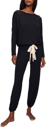 Eberjey Gisele Jersey Knit Slouchy Pajamas in Black/ivory at Nordstrom, Size X-Small
