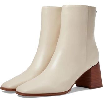 Calvin Klein Broma Boots Womens White Leather Block Heel Bootie LION470