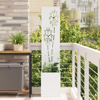 vidaXL Macetero De Jard&iacute;n Con Panel Decorativo Blanco 32 X 140 Cm Vidaxl
