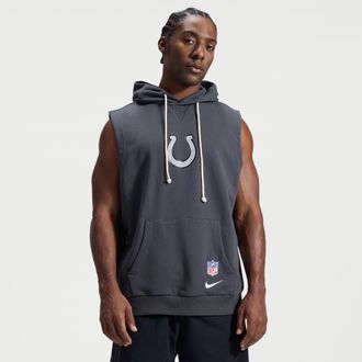Nike Indianapolis Colts Rivalries Collection Sideline Nike Mens Dri-FIT NFL Sleeveless Pullover Hoodie in Grey | 03B406F98-SNW