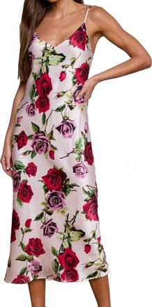 L'agence Seridie Silk Dress In Pink Multi Romantic Rose