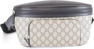 Gucci Gray Gg Supreme Canvas Sling Bag (Pre-Owned)