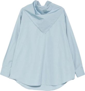Ami Heldere Blauwe Overhemd met Grote Kraag - Dames - Blouses - Blauw - S - Katoen - Overhemden