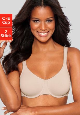 Petite Fleur Minimizer-BH PETITE FLEUR, Damen, Gr. 100, Cup C, rosa (puder, wei&szlig;), Jersey, Obermaterial: 93% Baumwolle, 7% Elasthan, BHs Minimizer-BH, B&uuml;gel, Baumw