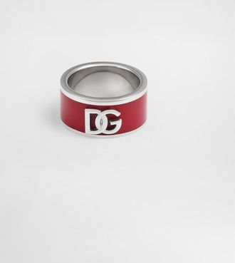 Dolce & Gabbana Enameled Dg Logo Ring - Woman Bijoux Fuchsia Metal 50