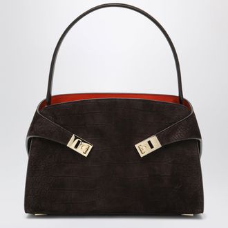 Ferragamo Hug Soft M shoulder bag in Natural crocodile-effect