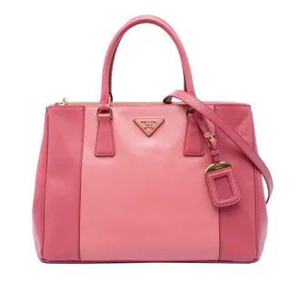 Prada Pre-owned Prada Medium Bicolor Saffiano Lux Galleria Double Zip Satchel Ladies GFSL9YGGRRTAW5B0