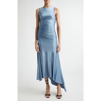 Victoria Beckham Twist Sleeveless Asymmetric Jersey Dress in Stone at Nordstrom, Size 10 Us