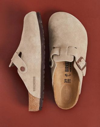 Birkenstock Boston - Zoccoli scamosciati color tortora-Neutro
