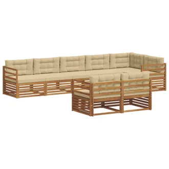 vidaXL Set Di Divani Da Esterno 8 Pz Naturale E Beige Vidaxl