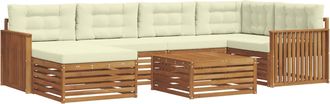 vidaXL Conjunto De Sof&aacute;s De Exterior 7 Uds. Natural Y Crema Vidaxl