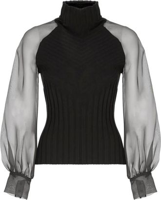 D.exterior Jersey de cuello alto acanalado - Knitwear - Mujer - Negro - M