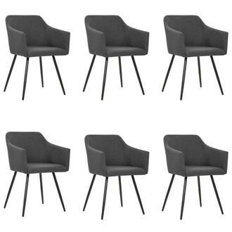 vidaXL Sillas De Comedor 6 Unidades Tela Gris Oscuro Vidaxl