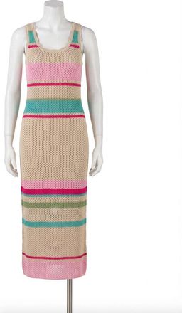 Z Supply Womens Ibiza Stripe Crochet Sweater Midi Dress In Natural