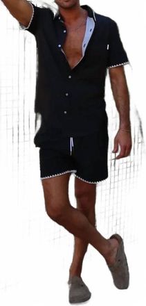 MAVRANS Stitch Short Sleeve Weekend Shirt In Black