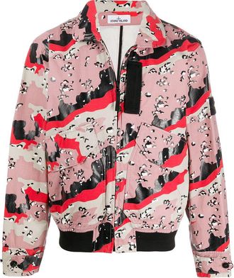 Stone Island abstract print jacket - men - Cotton/Polyamide/Polyamide/Polyurethane Resin - M - Pink