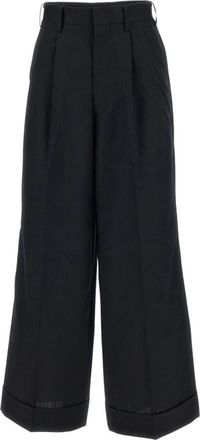 Junya Watanabe Wide Broeken - Dames - Wijde Broeken - Zwart - L - Wol - Broeken