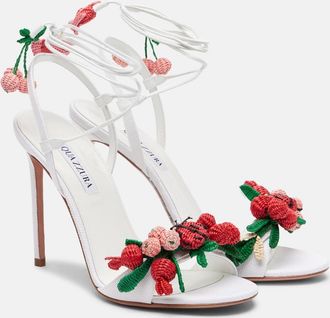 Aquazzura Botanica leather-trimmed raffia sandals