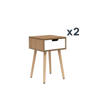 Klast Packs 2 mesitas de noche efecto madera blanco-natural 34 cm x 51 cm cm