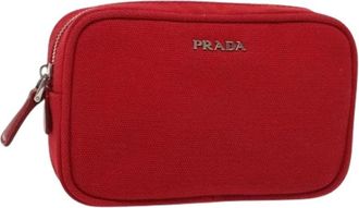 Prada Pre-owned Clutches, female, Red, Size: ONE SIZE Pre-owned Canvas Pouch