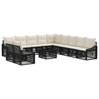 vidaXL Conjunto De Sof&aacute;s De Jard&iacute;n 12 Uds. Negro Rat&aacute;n Sint&eacute;tico Vidaxl
