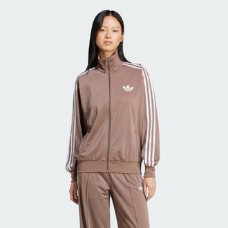adidas Originals Womens Adicolor Classic Firebird Loose Track Top - Brown Recycled Material - Size X-Small