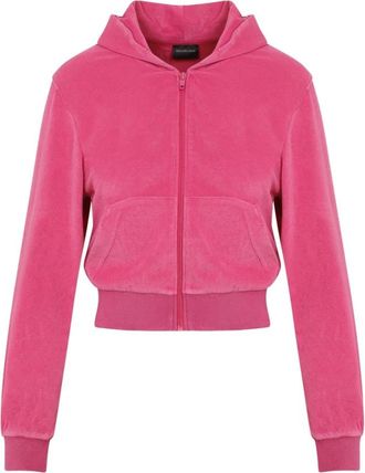 Balenciaga Donkerroze Trainingsjack - Dames - Vesten met rits - Roze - M - Katoen - Hoodies & sweatvesten