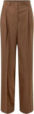 Stella McCartney Pleated Pinstripe P - Dames - Straight fit broeken - Bruin - S - Broeken