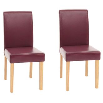 Hhg Juego De 2 Sillas De Comedor Silla De Cocina Littau, Polipiel, Roja, Patas Claras
