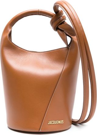 Jacquemus Le Petit Tourni leather bucket bag - women - Cotton/Calf Leather - One Size - Brown