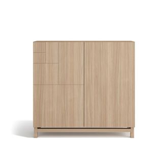 HERDASA Zapatero de melamina nogal claro patas nogal claro 90x90x27 cm